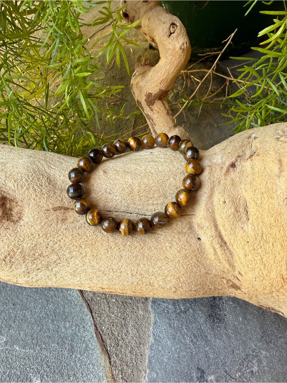 New🌟Free People-Tiger Eye Beaded Stretch Bracelet - Brown